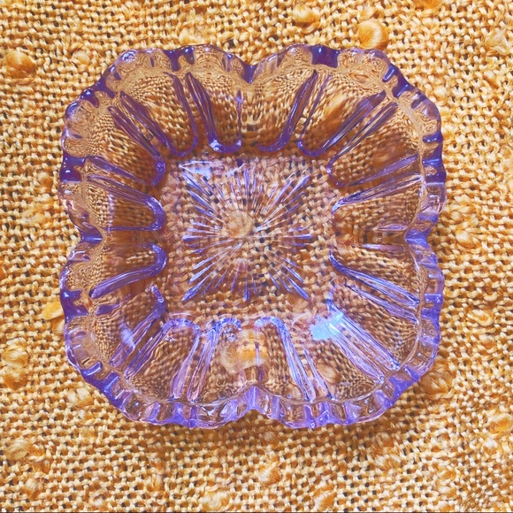 VTG 70s Crystal Lilac Boho Trinket Dish / Ash Tray